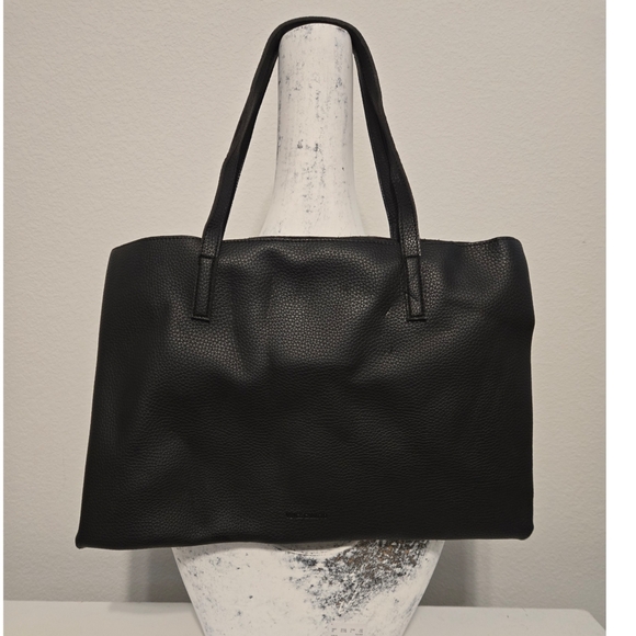 VINCE CAMUTO - BLACK/GRAY PEBBLE  LEATHER TOTE BAG - Picture 2 of 5